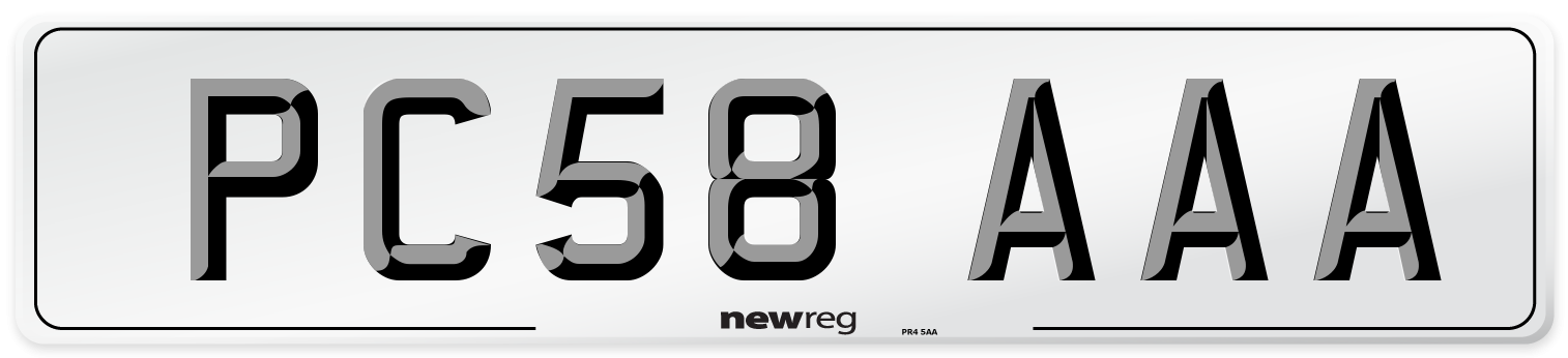 PC58 AAA Number Plate from New Reg